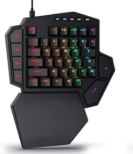 Bazaqo StrikePad K42 RGB One-Handed Mechanical Gaming Keypad – Brown Switches, Macro Control, Detachable Wrist Rest</br>Dominate with One Hand. Precision Play. Built for Champions.