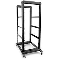 Bazaqo 27U Server Rack/4-Post 19in Network Rack/Open Frame Rack with Wheels, Heavy-Duty Frame Cabinet/Adjustable Depth 29.75-27.75in GLOBALRACK(4POST-1000-27U)