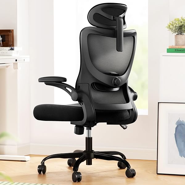Bazaqo Ergonomic Office Chair: Office Computer Desk Chair with High Back Mesh and Adjustable Lumbar Support Rolling Work Swivel Task Chairs with Wheel 3D Armrests and Headrest