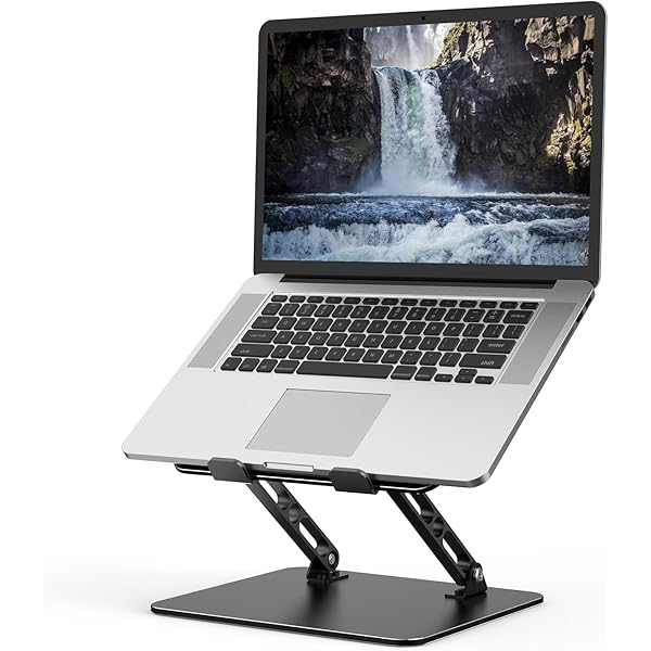 Bazaqo Adjustable Laptop Stand for Desk, Metal Foldable Laptop Riser Holder, Portable Desktop Book Stands, Ventilated Cooling Computer Notebook Stand Compatible with 10-15.6” Laptops